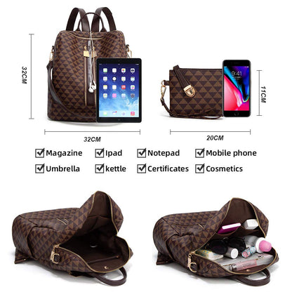 Makes Backpack Purse for Women PU Leather Travel backpack Design Convertible handbag with Purse 2 Piece