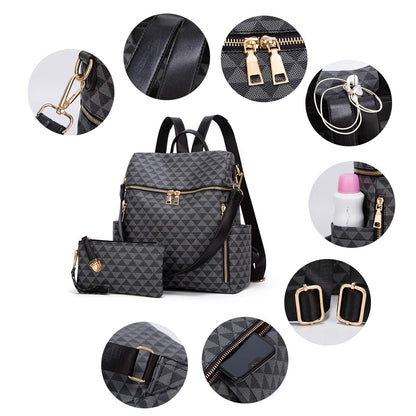 Makes Backpack Purse for Women PU Leather Travel backpack Design Convertible handbag with Purse 2 Piece