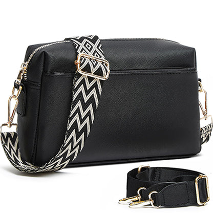 Small Crossbody Bags for Women trendy Camera Shoulder Purses Triple Zip Vegan Leather Handbags with adjustable 2 Wide Guitar Straps